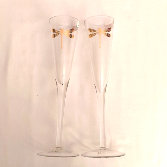 Zodax Other - ZODAX Libelle Golden Dragonfly Champagne Flutes Set of Two Brand New